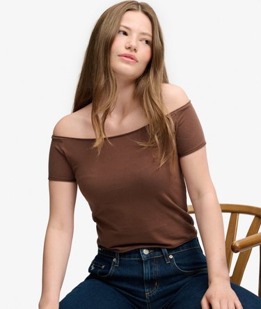 Bardot Off-Shoulder-Top schmale Passform Image 2