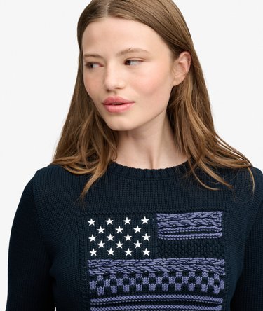 Statement Cable Flag Sweter luźny kr&oacute;j Image 4