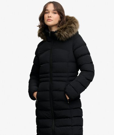 Hooded Faux Fur Fuji Longline Jacket Image 6