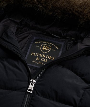Hooded Faux Fur Fuji Longline Jacket Image 8