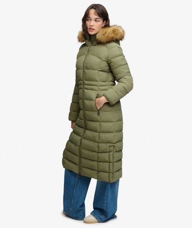 Hooded Faux Fur Fuji Longline Jacket Image 5