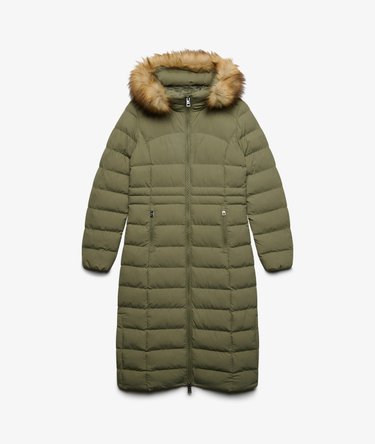 Hooded Faux Fur Fuji Longline Jacket Image 7