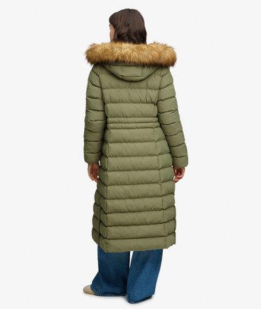 Hooded Faux Fur Fuji Longline Jacket Image 6