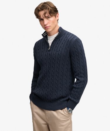 Pull Preppy Cotton Cable Half Zip coupe ajust&eacute;e Image 1