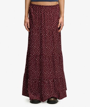 Woven Tiered Maxi Skirt Image 4