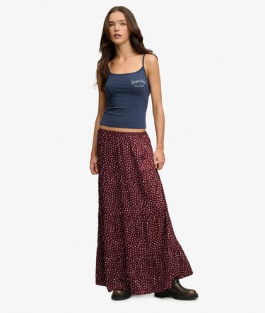 Woven Tiered Maxi Skirt Image 1