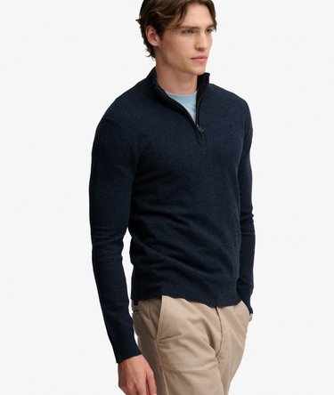 Essential Lightweight Wool Blend Half Zip Jumper Image 2