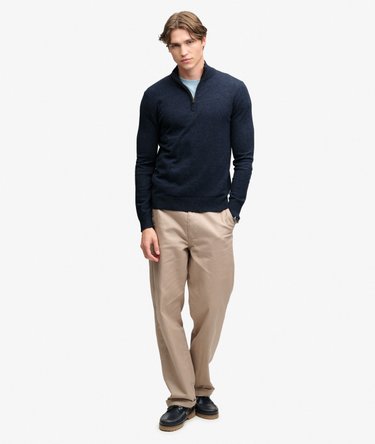 Essential Lightweight Wool Blend Half Zip Jumper Image 3