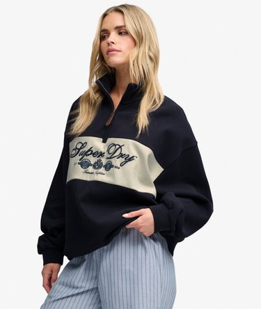 Ornate Script Sweater met Halve Rits Relaxed Pasvorm Image 2