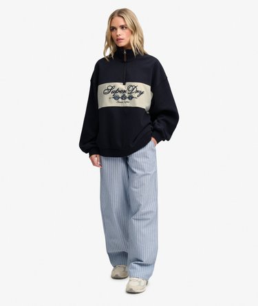 Ornate Script Sweater met Halve Rits Relaxed Pasvorm Image 3
