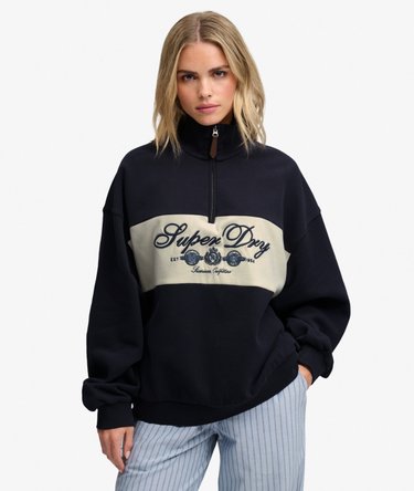 Ornate Script Sweater met Halve Rits Relaxed Pasvorm Image 1