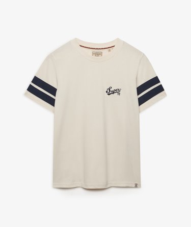 Varsity Script Stripe T-Shirt lockere Passform Image 6