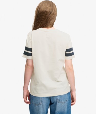 Varsity Script Stripe T-Shirt lockere Passform Image 5