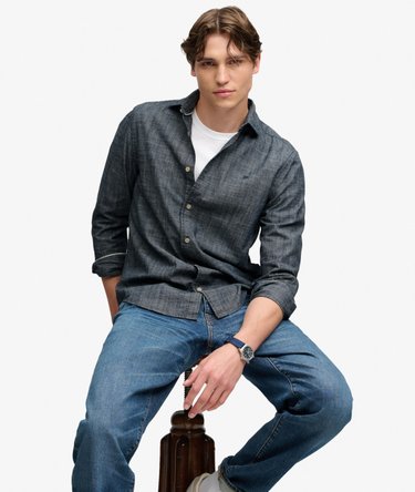Chemise Essentials Chambray coupe d&eacute;contract&eacute;e Image 2