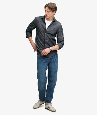 Chemise Essentials Chambray coupe d&eacute;contract&eacute;e Image 3
