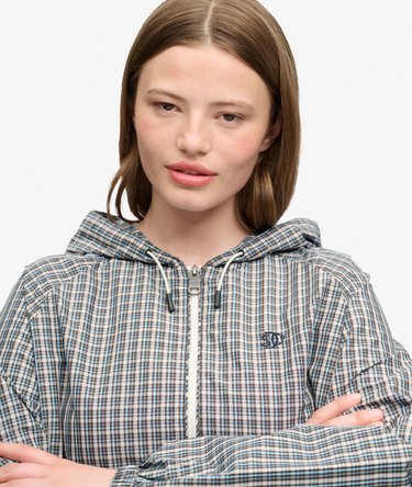 Geruite Raglan Windbreaker Jas Relaxed Pasvorm Image 4