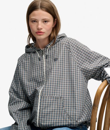 Geruite Raglan Windbreaker Jas Relaxed Pasvorm Image 2