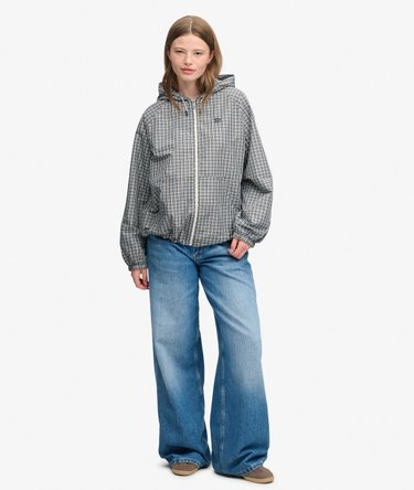 Geruite Raglan Windbreaker Jas Relaxed Pasvorm Image 3