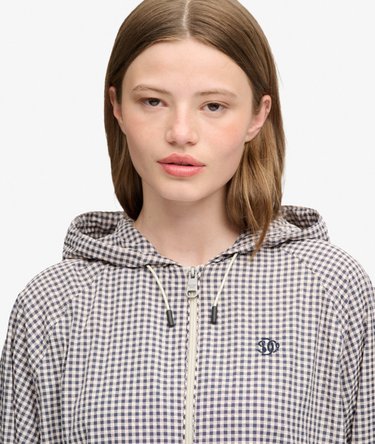 Veste Windbreaker &agrave; Carreaux Coupe D&eacute;contract&eacute;e Image 4