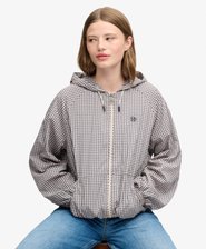 Veste Windbreaker &agrave; Carreaux Coupe D&eacute;contract&eacute;e