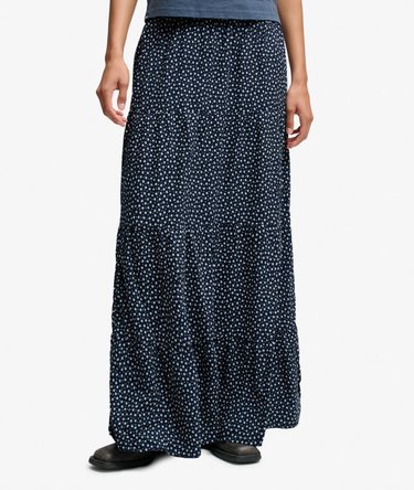 Woven Tiered Maxi Skirt Image 3