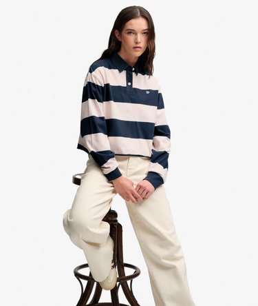 Athletic Essential Cropped Stripe Rugby Top Image 2