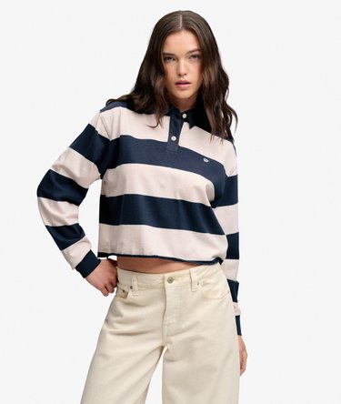 Athletic Essential Cropped Stripe Rugby Top Image 1