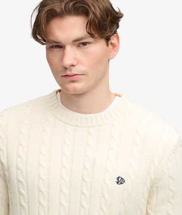 Cotton Cable Knit Crew Jumper Image 4