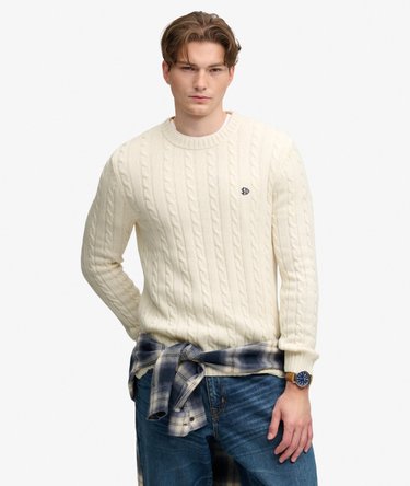 Cotton Cable Knit Crew Jumper Image 1