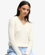 Wool Blend Cable V Neck Jumper