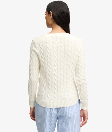 Wool Blend Cable V Neck Jumper Image 5