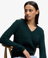 Wool Blend Cable V Neck Jumper