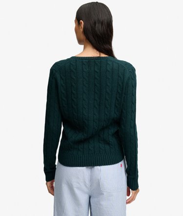 Wool Blend Cable V Neck Jumper Image 5