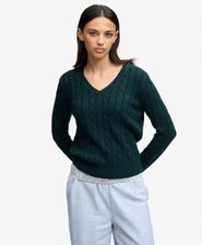Wool Blend Cable V Neck Jumper