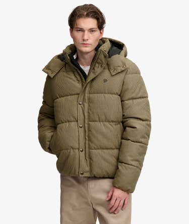 Premium Hooded Check Puffer Jacket Image 5
