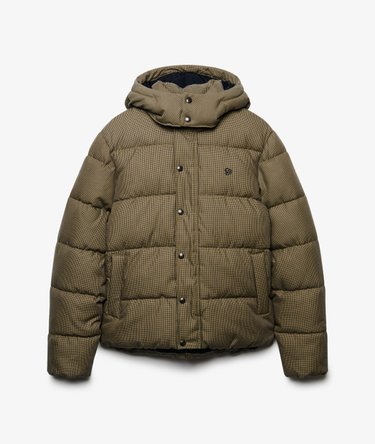 Premium Hooded Check Puffer Jacket Image 8