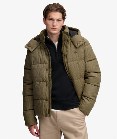 Premium Hooded Check Puffer Jacket Image 2