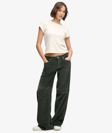 Pantalones de Pana Jumbo Baggy de Talle Medio Image 1