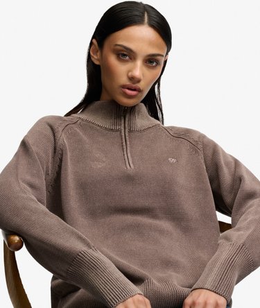 Washed Classic Half Zip Knit Image 2