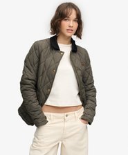Veste doubl&eacute;e &agrave; bordure en velours c&ocirc;tel&eacute;