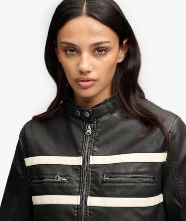 Moto Faux Leather Jacket Image 4
