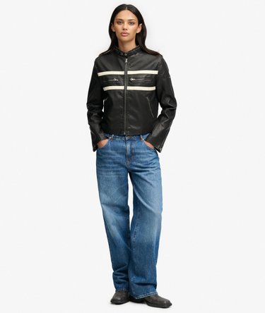 Moto Faux Leather Jacket Image 3