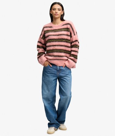 Slouchy Brushed Stripe Knit Jumper Image 3