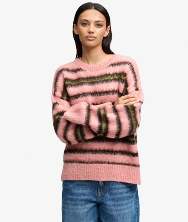Slouchy Brushed Stripe Knit Jumper Image 1