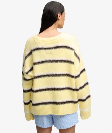 Stribet Strik Sweater Afslappet Pasform Image 5