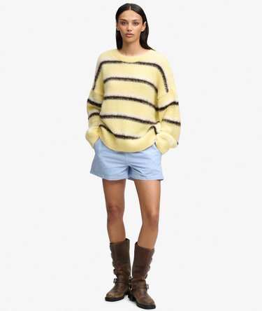 Stribet Strik Sweater Afslappet Pasform Image 3