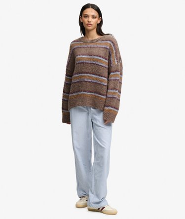 Slouchy Gestreepte Gebreide Trui Relaxed Pasvorm Image 3