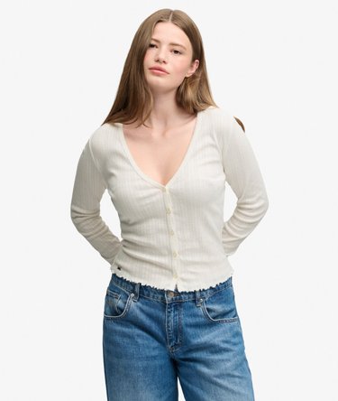 Athletic Essential Pointelle Cardigan Image 1