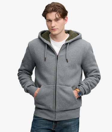 Borg Lined Zip Hoodie Image 1