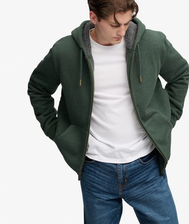 Borg Lined Zip Hoodie Image 1